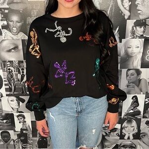 Skeletons Sequins Sweatshirt